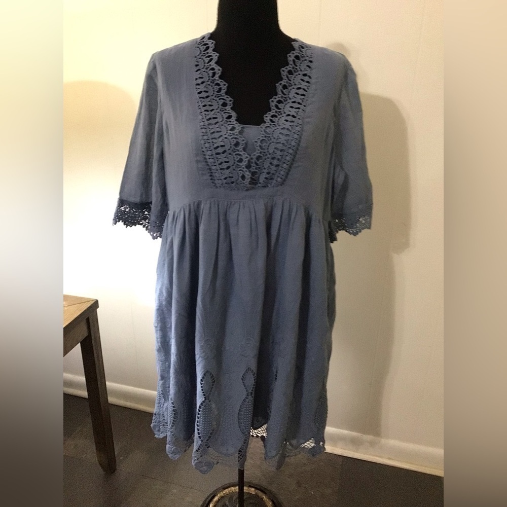 Sundance nahilah boho pm blue lace dress midi depends on height 2 pocket dress